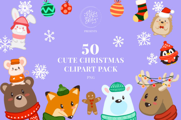 50 Cute Christmas Clipart Pack: Festive Illustrations