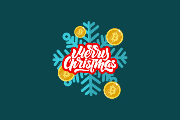 Bitcoin Christmas Blue Crystal: Premium Illustrations