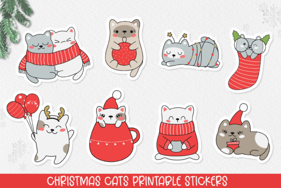 Christmas Cats Stickers: Festive Illustrations for Brands