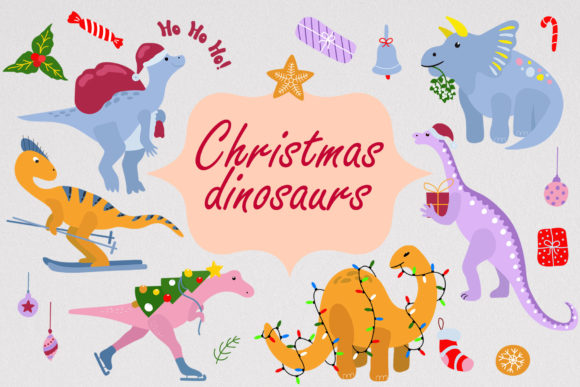Christmas Dinosaurs SVG: Festive Illustrations