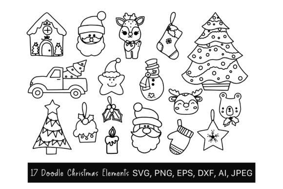 Christmas Doodle Clipart SVG: Fresh Illustrations