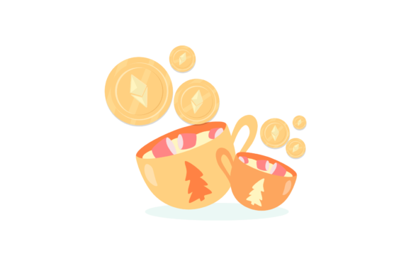Christmas Ethereum Tea Cup: Festive Illustrations