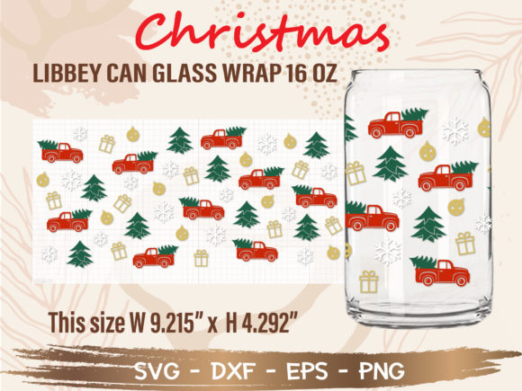 Christmas Libbey Can Glass Wrap: Festive Illustrations