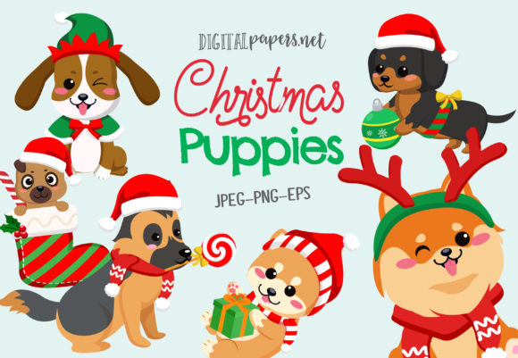 Christmas Puppies: Cute Illustrations for Sellers