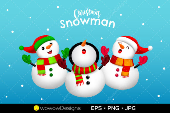 Christmas Snowman Clipart Graphic: Festive Illustrations
