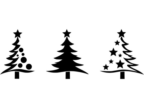 Christmas Trees Silhouette Balls: Premium Illustrations