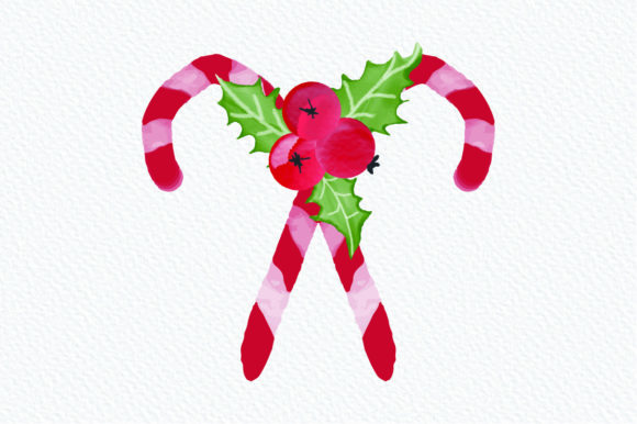 Christmas Watercolor Clipart Candy: Sweet Illustrations