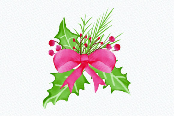 Christmas Watercolor Clipart Ribbon: Fresh Illustrations