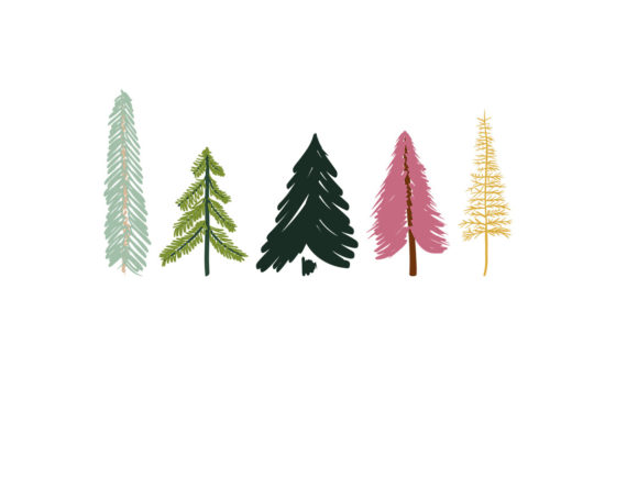 Cute Cartoon Christmas Trees: Festive Illustrations