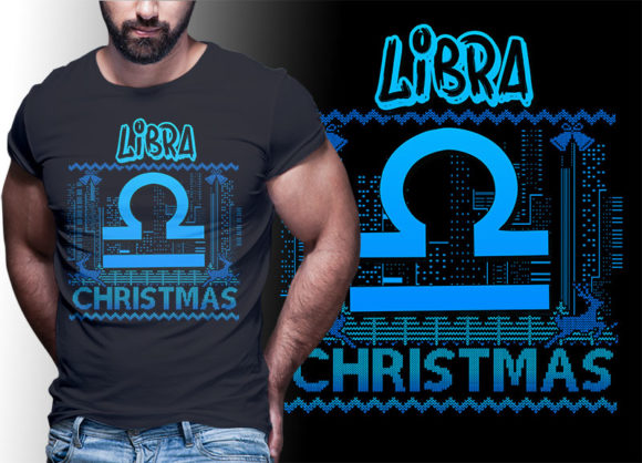 Libra Zodiac Christmas Tshirt Designs: Fresh Illustrations