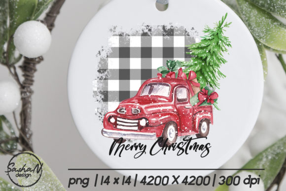 Merry Christmas Red Truck Sublimation: Festive Illustrations