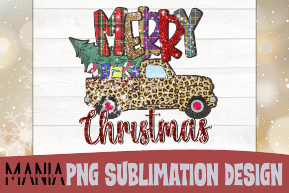 Merry Christmas Truck Sublimation Design & Illustrations