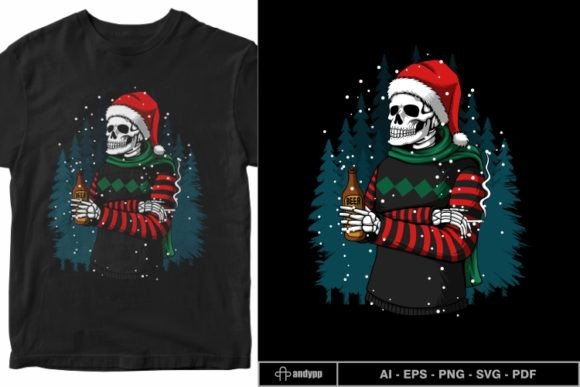 Merry Christmas Winter Skull Vector: Bold Illustrations
