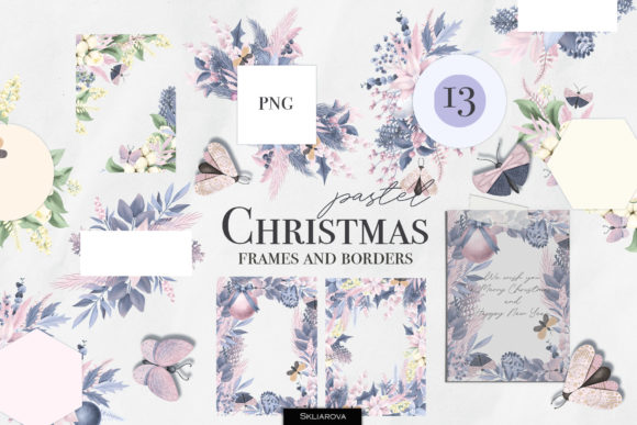 Pastel Christmas Frames: Soft Illustrations for Brands