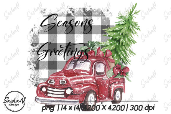 Red Christmas Truck Illustrations for Sellers