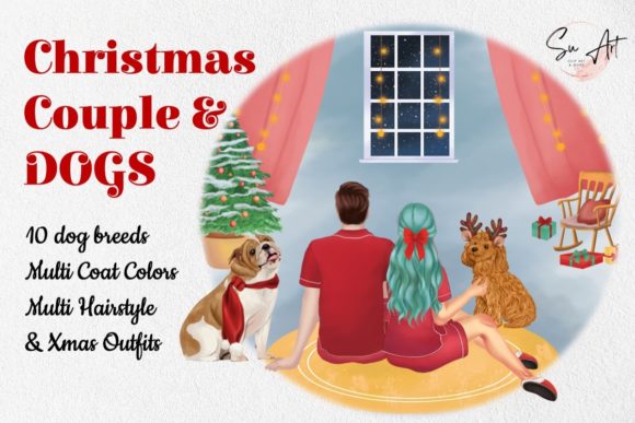 Review: Christmas Couple with Dog Breeds Clipart Illustrations