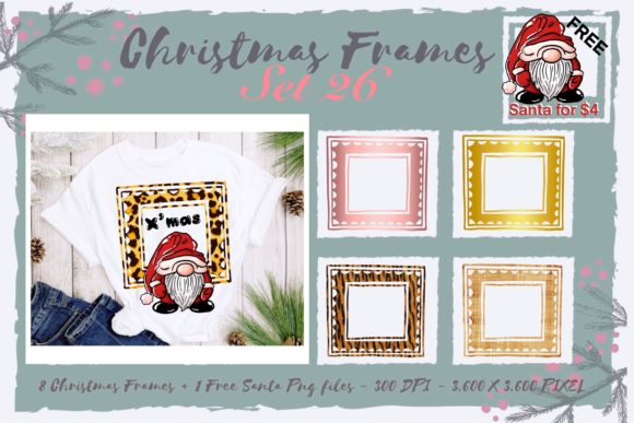 Sublimation Christmas Frames Set 26: Festive Illustrations