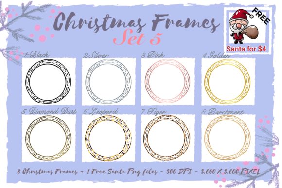 Sublimation Christmas Frames Set 5: Festive Illustrations