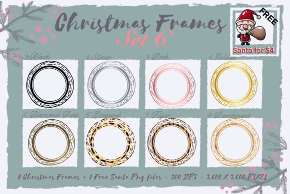 Sublimation Christmas Frames Set 6: Premium Illustrations