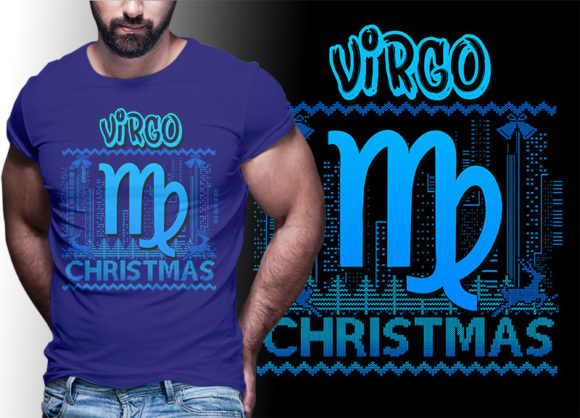 VIRGO Zodiac Christmas Tshirt Designs: Festive Illustrations